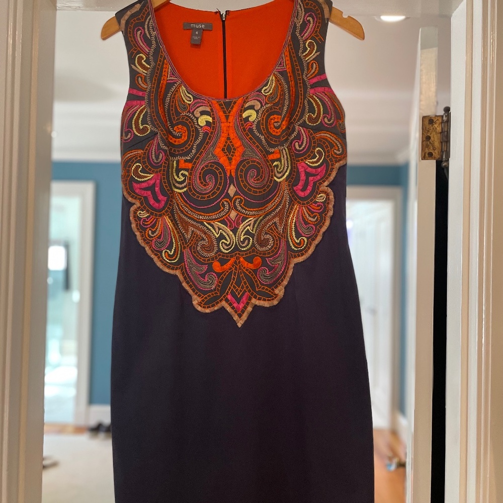 Muse sleeveless dress with gorgeous embroidery - size 4